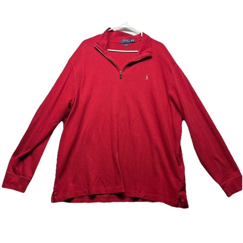 Polo Ralph Lauren Sweater Men's Red Knit Estate Rib Quarter Zip Pullover XXL